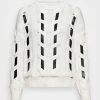 Ted Baker DESEREY LEATHER DETAILED CABLED - Jumper - White