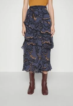 Ted Baker FURELA ASYMMETRIC TIERED SKIRT - A-line Skirt - Navy
