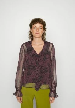 Ted Baker CORYIAH RUFFLE DETAIL DRAWSTRING BLOUSE - Blouse - Black