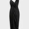 Ted Baker ODELLIA ASYMMETRIC WAIST DETAIL SLIP DRESS - Cocktail Dress / Party Dress - Black