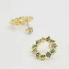 Ted Baker CRESINA HOOP STUD EARRING - Earrings - Gold-coloured/green/multi